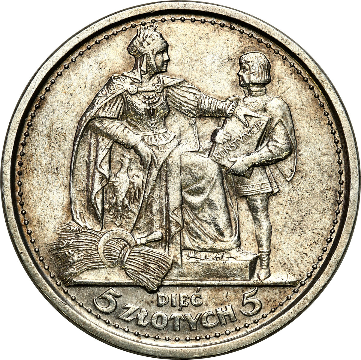 Konstytucja 5 złotych 1925 - 100 perełek - PIĘKNA i RZADKA